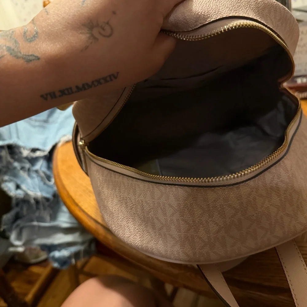 Michael Kors Pink and Red Stripe Signature Backpack - Picture 4 of 5